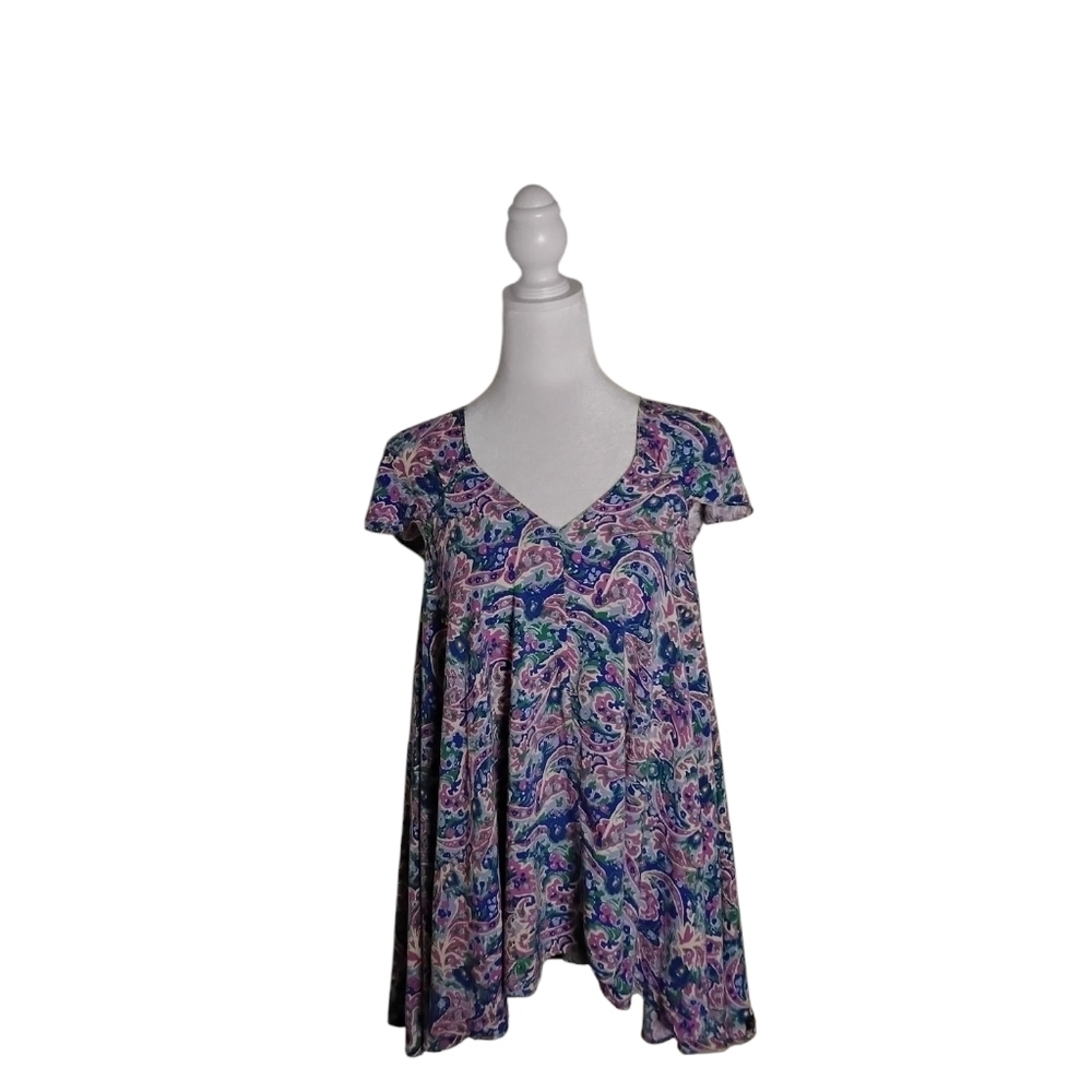 Matilda Jane In The Maze Women's L Colorful Paisley Flutter Sleeve Tunic Top